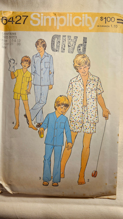 Simplicity #6427 boys teen pajamas sizes 10-12 uncut ff sewing pattern