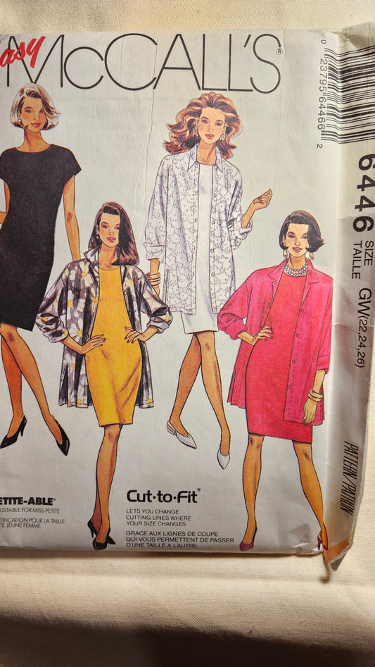 McCall's #6446 misses sizes GW 22-26 uncut ff sewing pattern