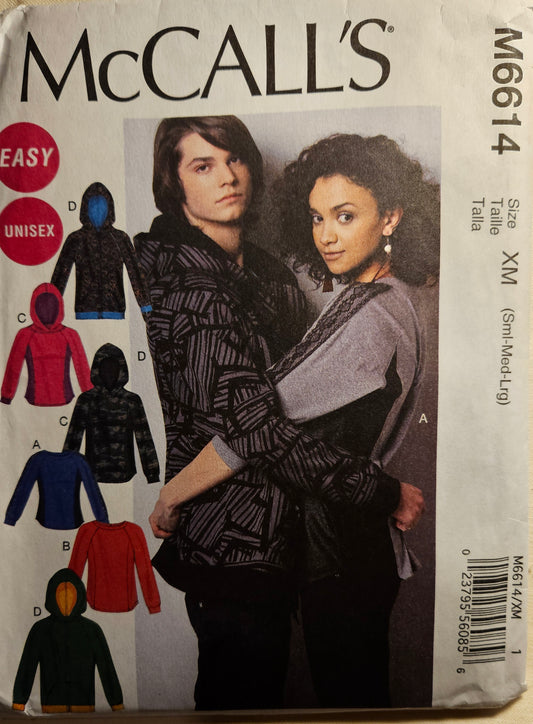 McCall's #M6614 UNISEX sizes XM S-L uncut ff sewing pattern