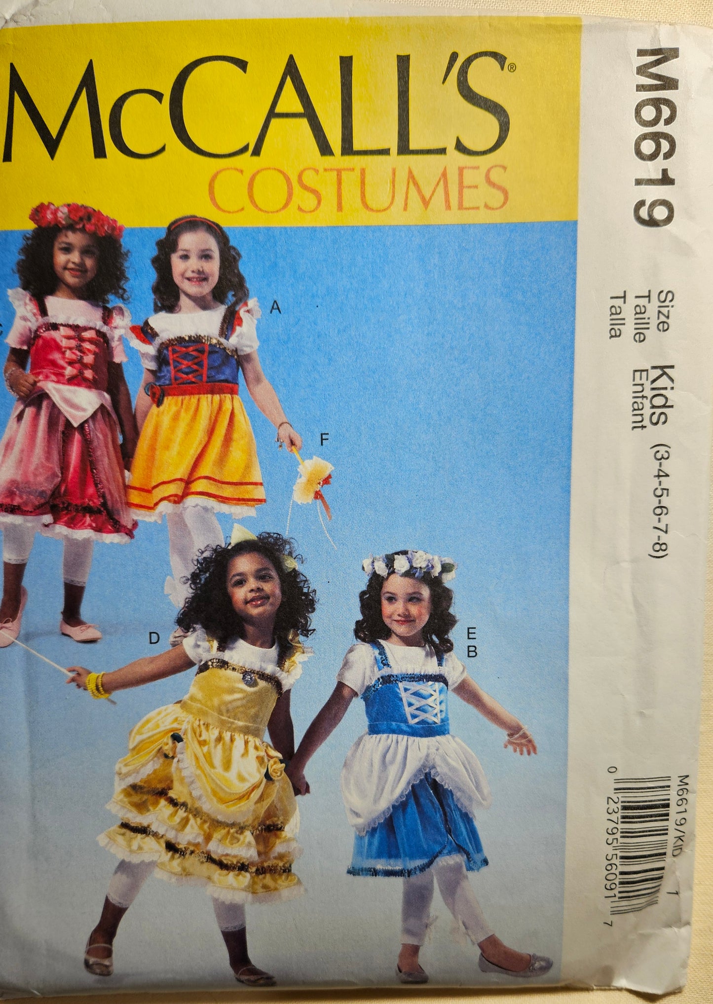 McCall's COSTUMES #M6619 girl child sizes 3-8 PRINCESS uncut ff sewing pattern