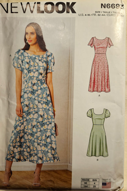 New Look #N6693 misses dress sizes 4-16 sewing pattern ff uncut