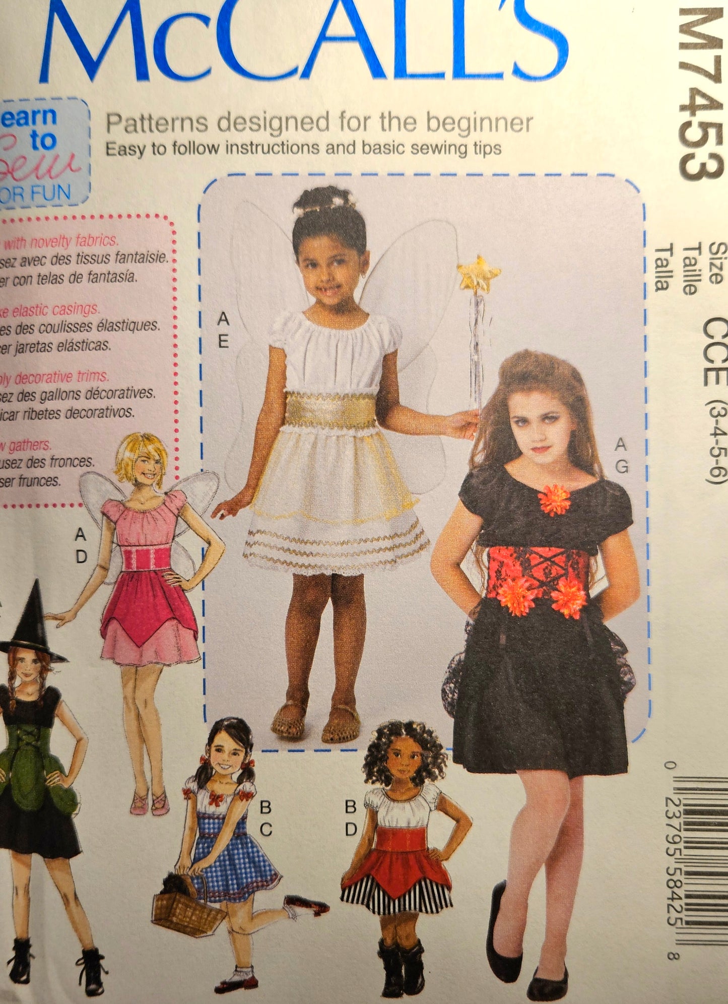 McCall's COSTUMES #M7453 child size 3-6 fairy tale angel uncut ff sewing pattern