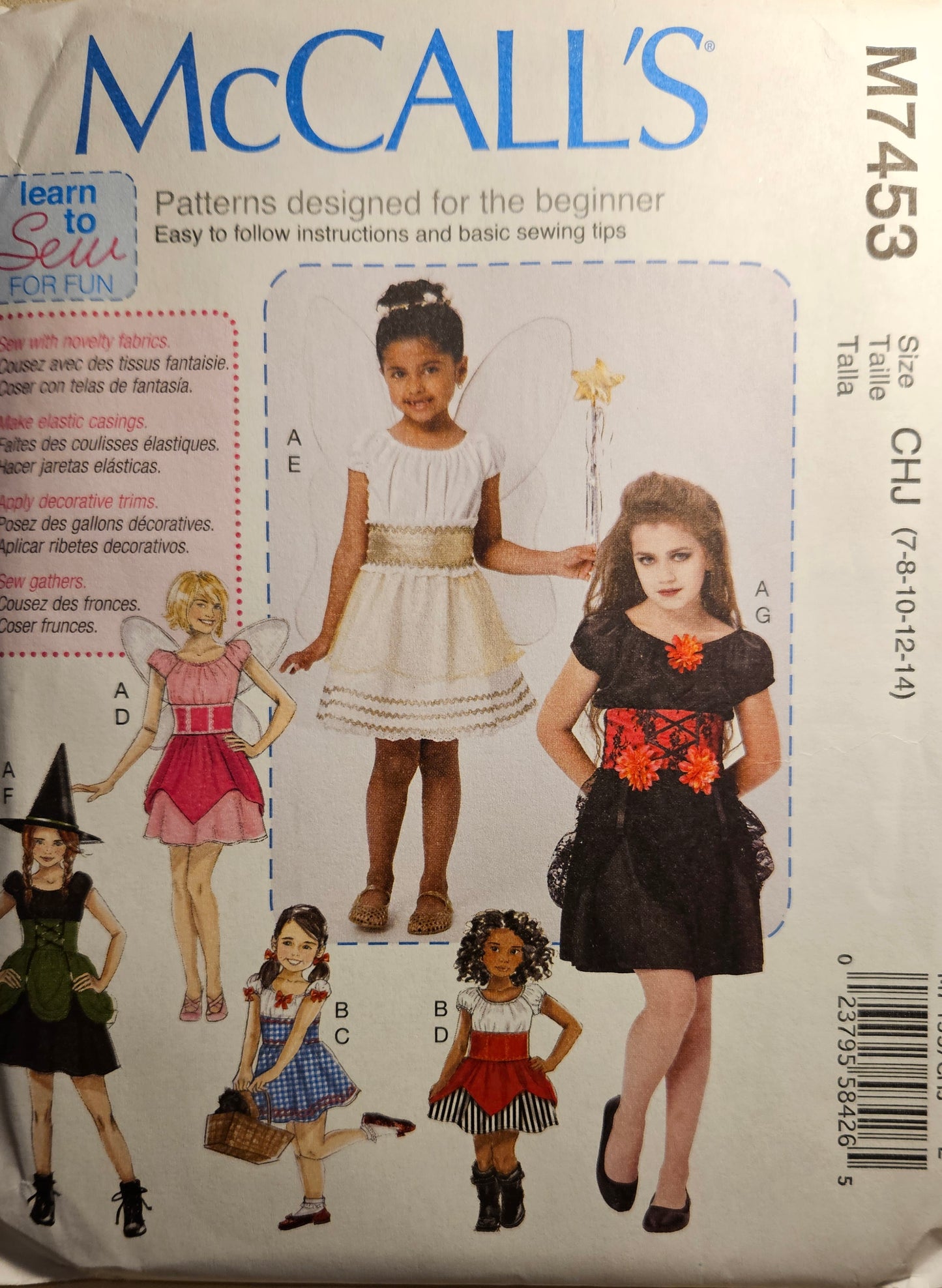 McCall's COSTUMES #M7584 child size 7-14 fairy tale angel uncut ff sewing pattern