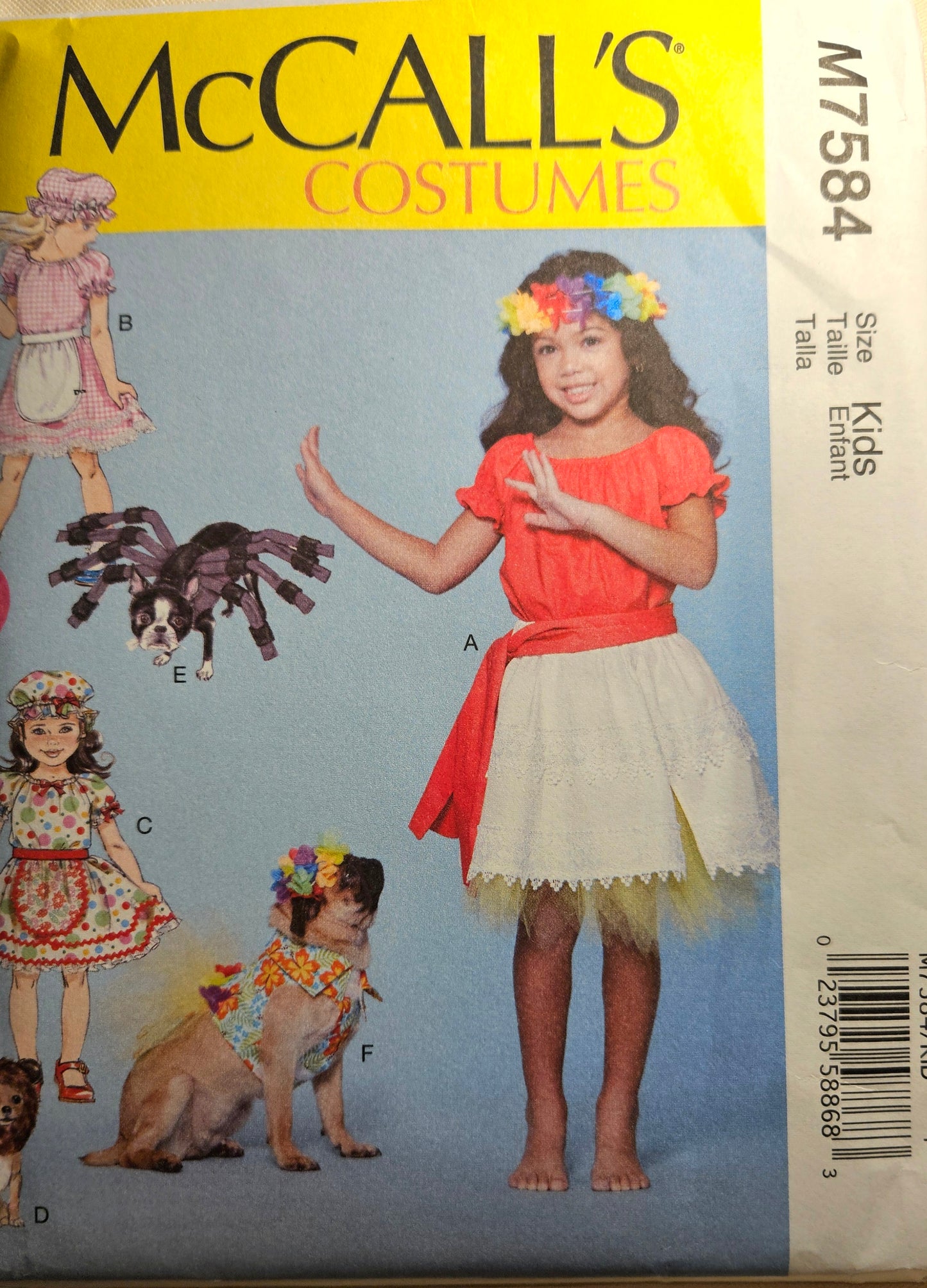 McCall's COSTUMES #M7584 child size 3-7 PRINCESS uncut ff sewing pattern