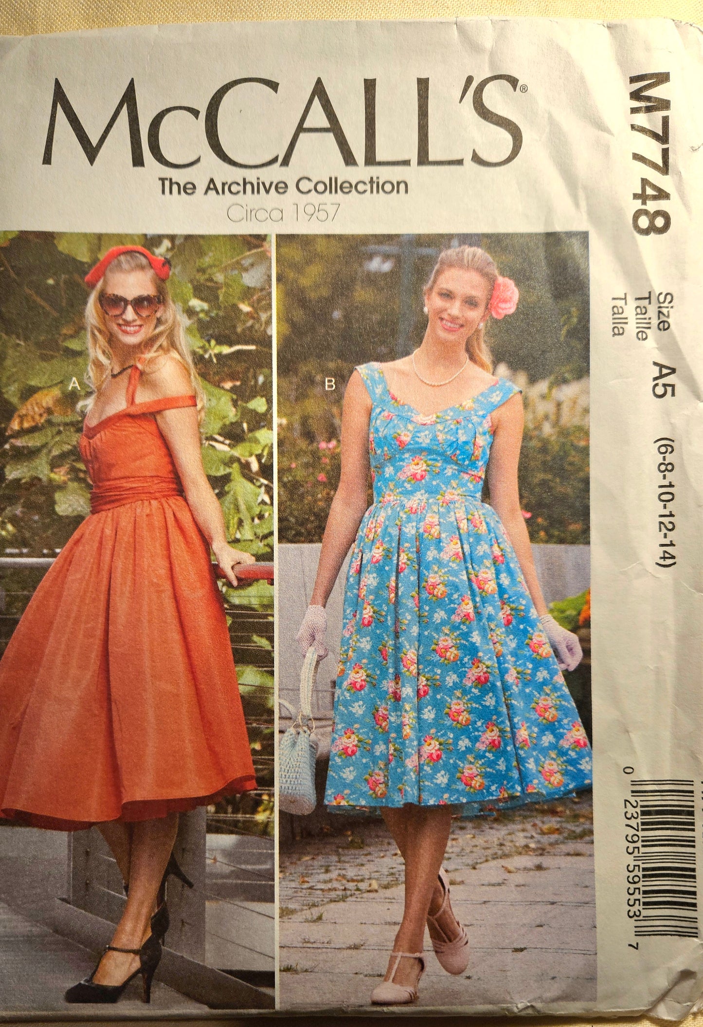 McCall's #M7748 misses dress size E5 6-14 uncut ff sewing pattern