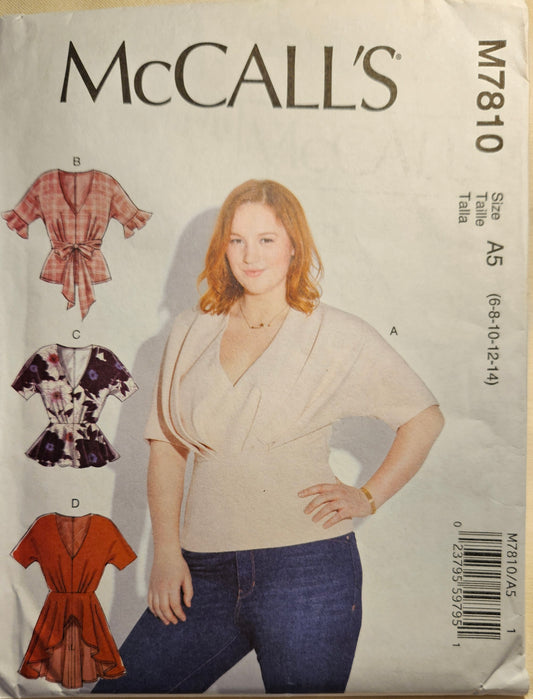 McCall's #M7810 misses top size A5 6-14 uncut ff sewing pattern