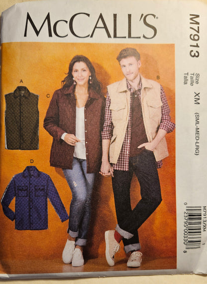 McCall's #M7913 UNISEX sizes XM S-L uncut ff sewing pattern