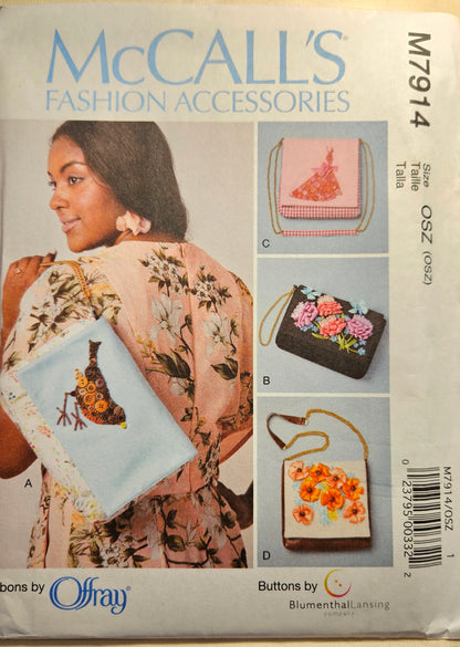 McCall's #M7914 FASHION ACCESSORIES handbags uncut ff sewing pattern