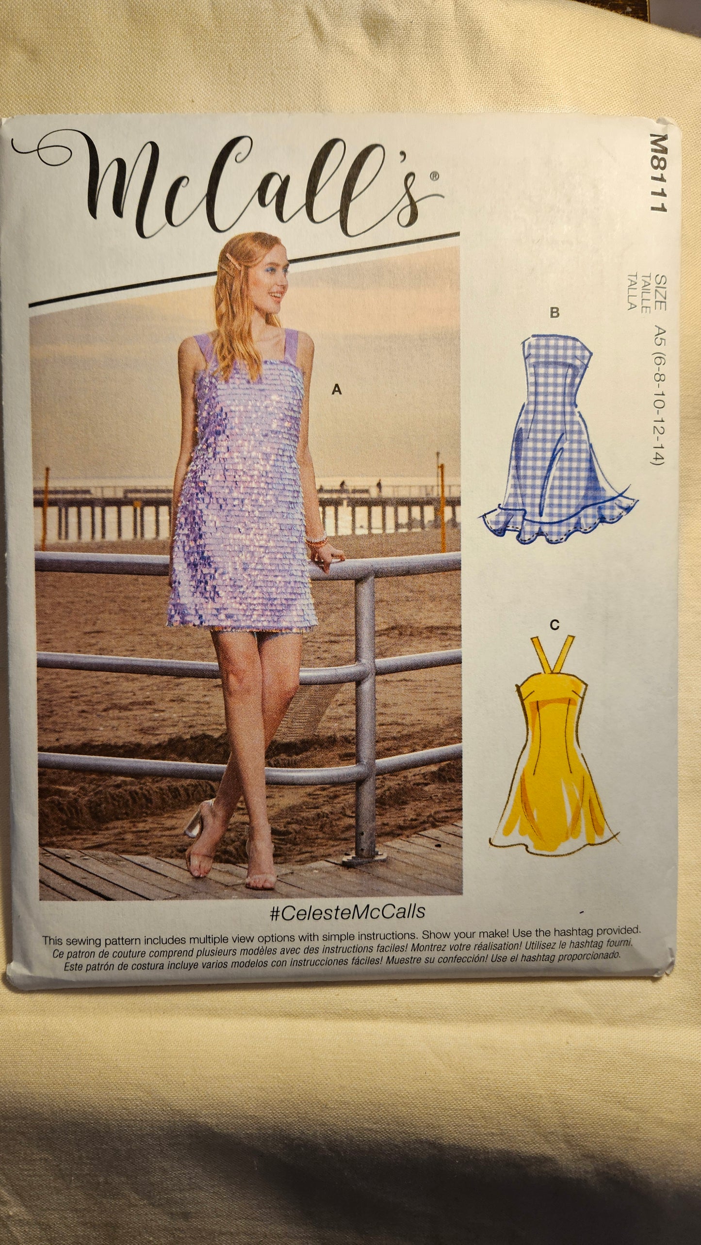 McCall's #M8111 misses dress size A5 6-14 uncut ff sewing pattern