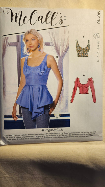 McCall's #M8116 misses top size A5 6-14 uncut ff sewing pattern