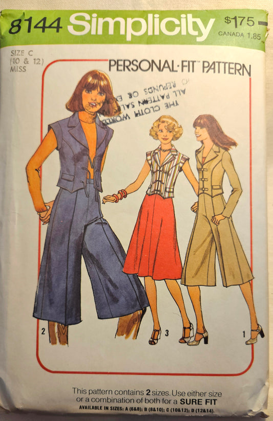 Simplicity #8144 misses size C 10-12 uncut ff sewing pattern