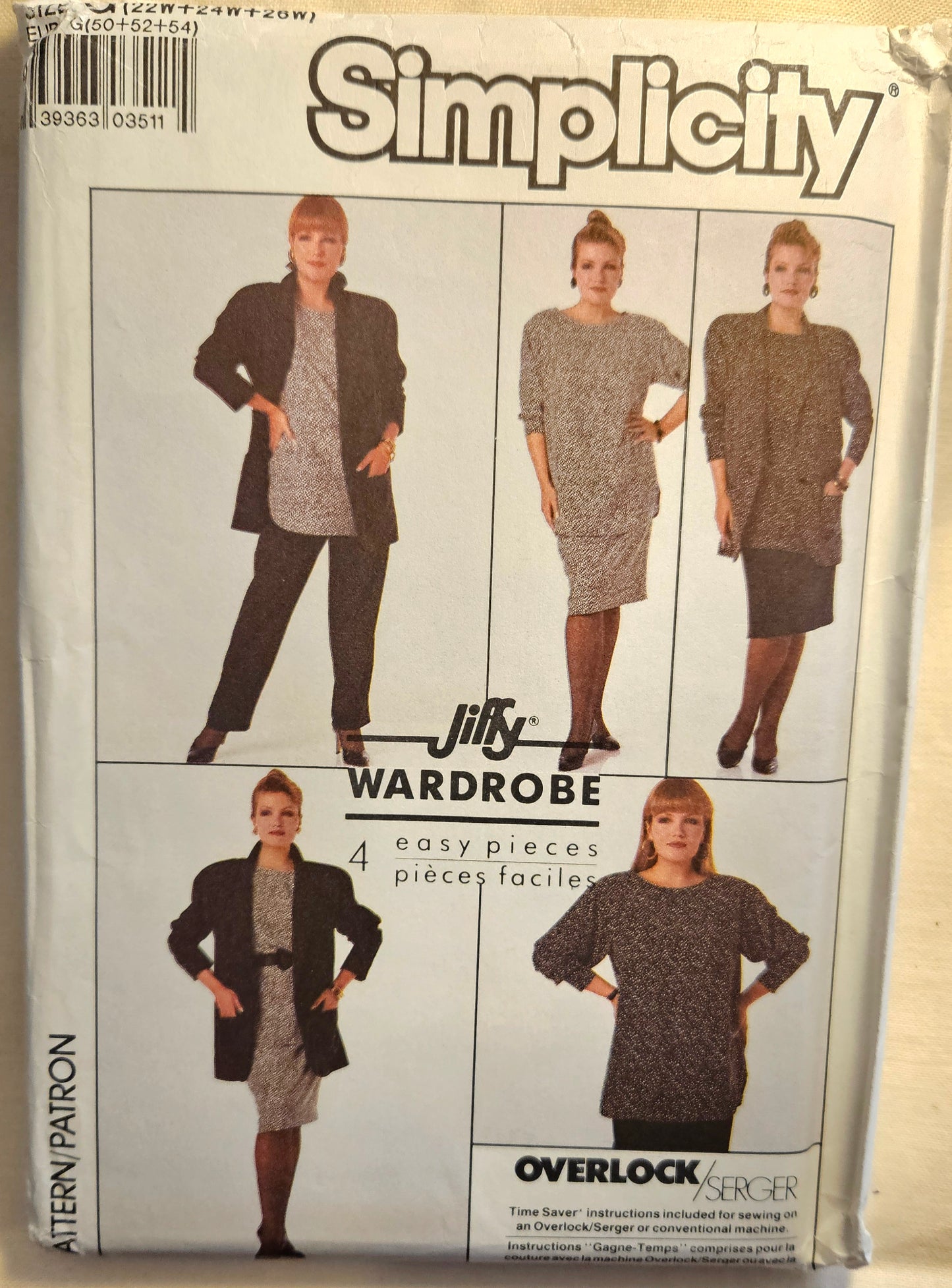 Simplicity #8450 women's sizes G 22W-26W JIFFY WARDROBE uncut ff sewing pattern