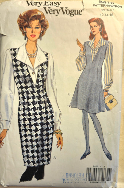 VOGUE #8416 misses jumper & blouse sizes 12-16 uncut ff sewing pattern