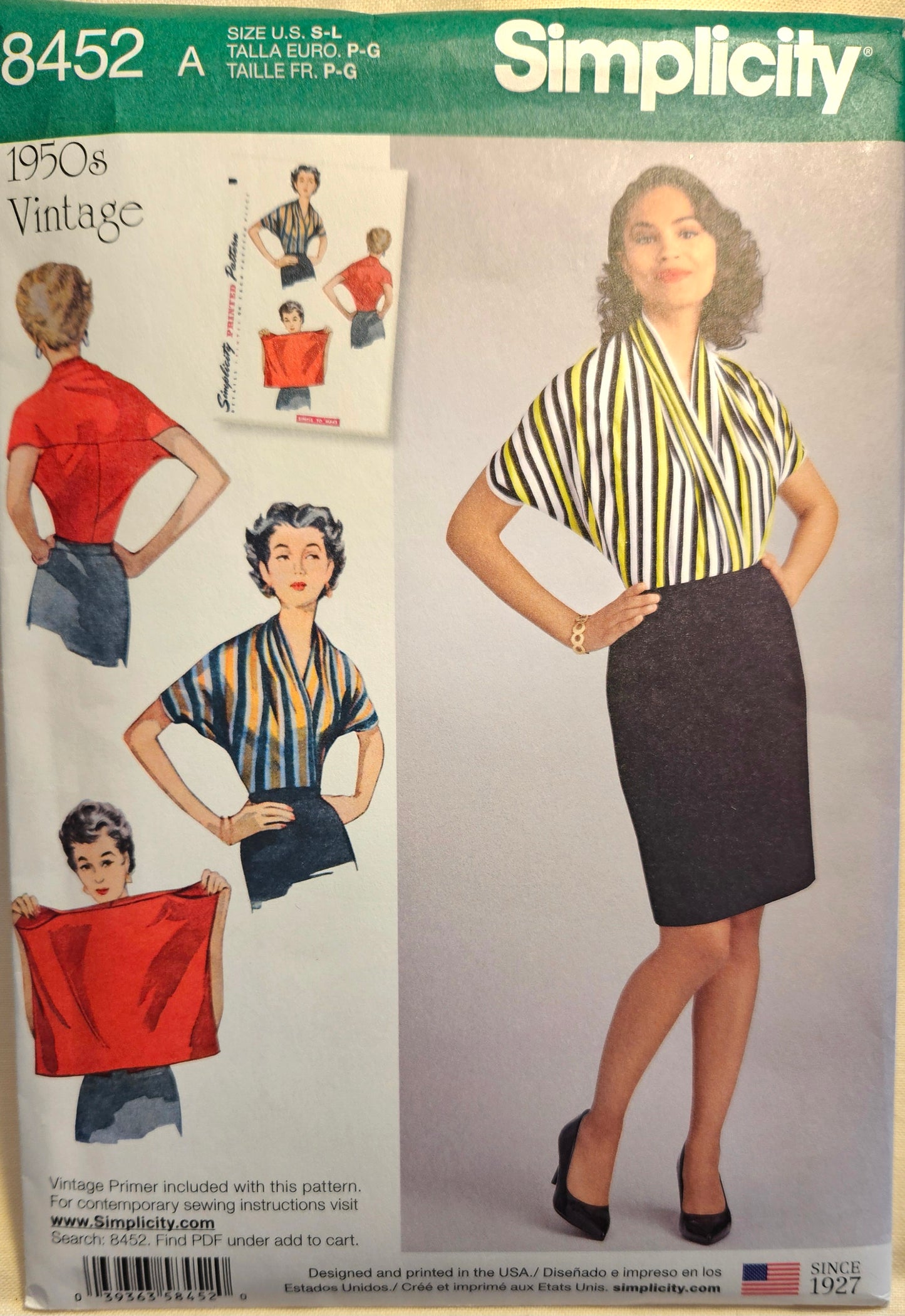 Simplicity #8452 misses vtg knit blouse sizes A S-L uncut ff sewing pattern