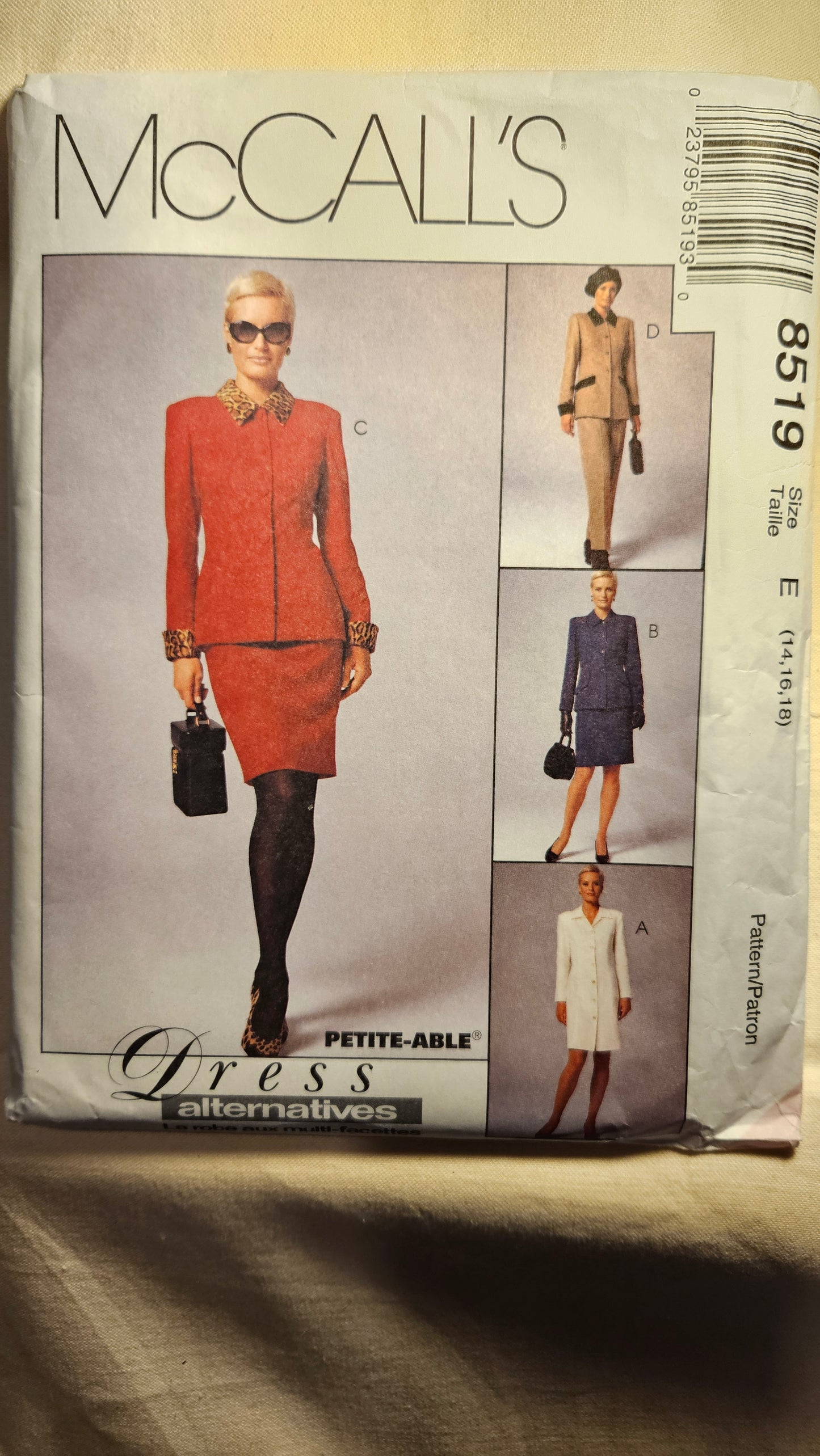 McCall's #8519 misses career size E 14-18 uncut ff sewing pattern