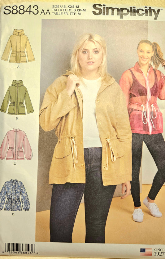 Simplicity #8843 misses anorak hooded sizes AA 4-16 uncut ff sewing pattern