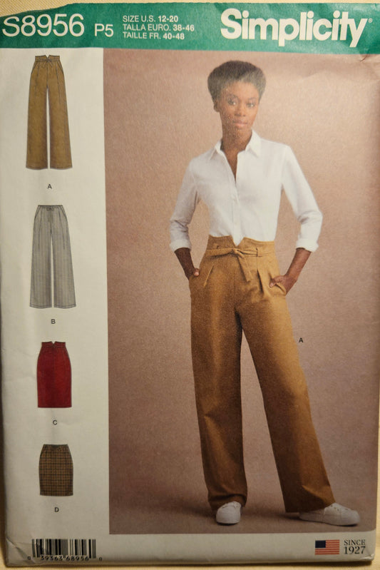 Simplicity #S8956 misses pants skirt sizes P5 12-20 uncut ff sewing pattern