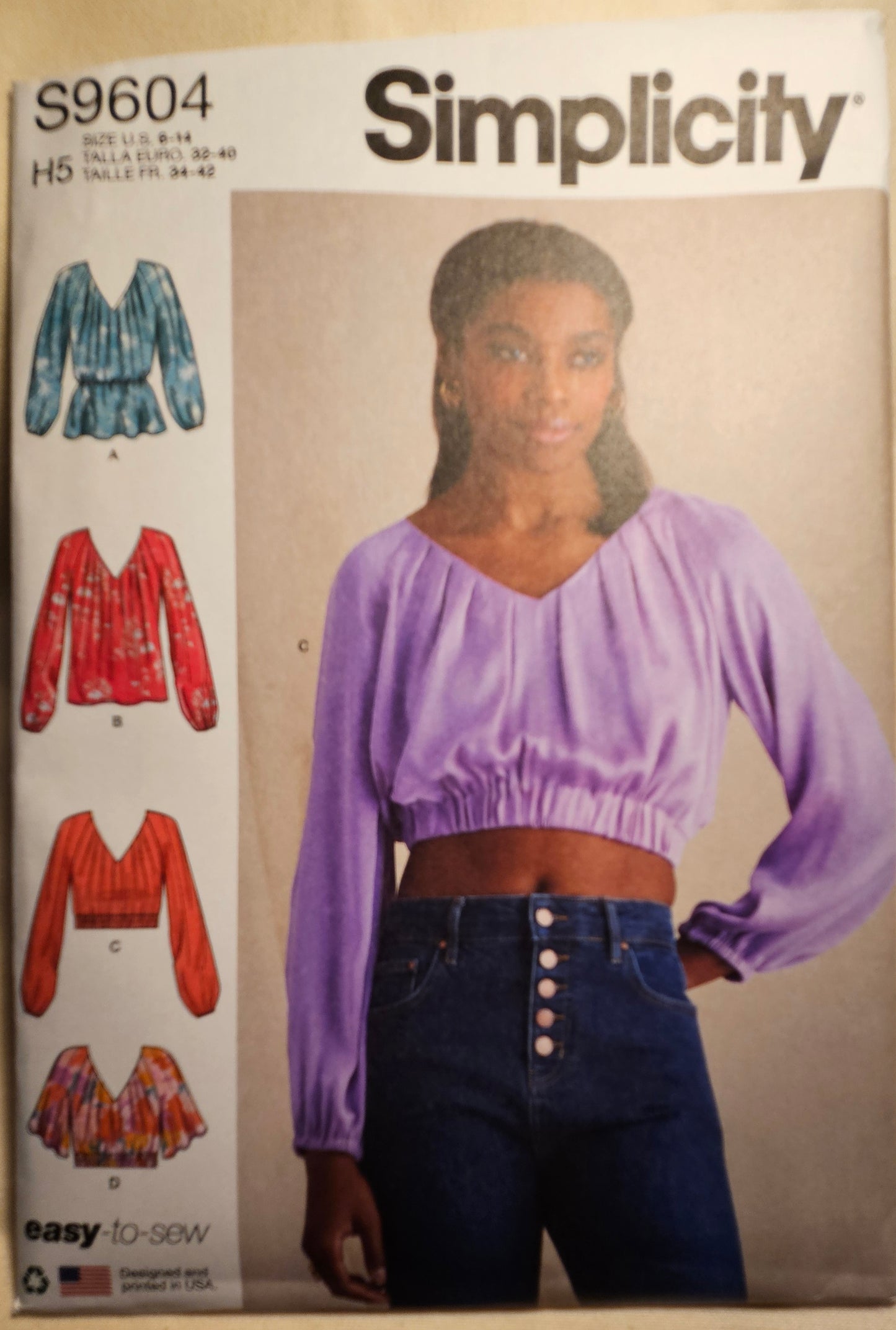 Simplicity #S9604 misses tops sizes H5 6-14 uncut ff sewing pattern