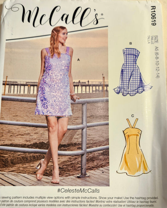 McCall's #R10619 misses dress size A5 6-14 uncut ff sewing pattern