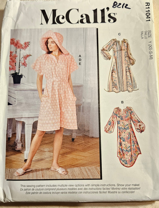 McCall's #R11041 misses dress size Y XS-M uncut ff sewing pattern