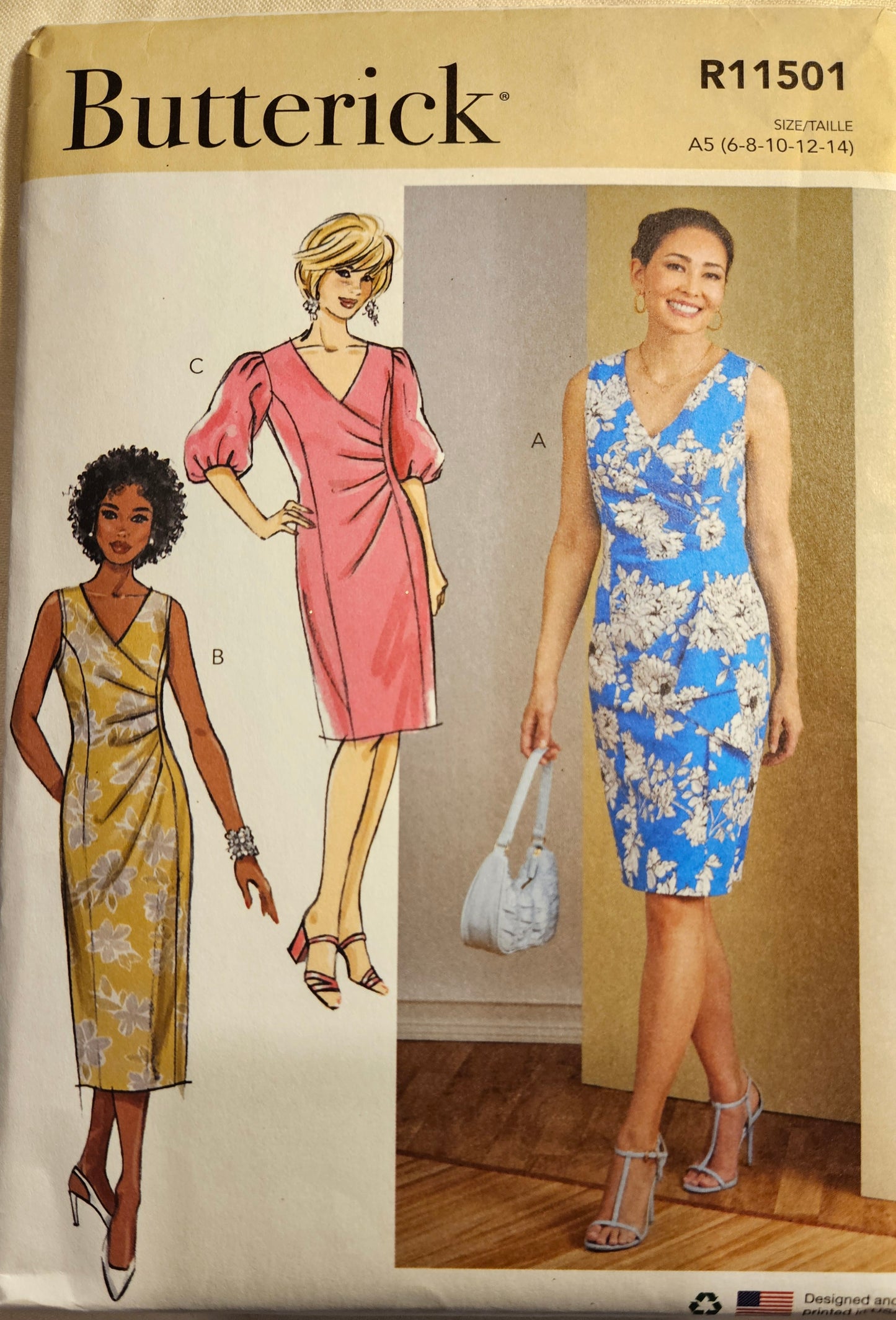 Butterick #R11501 misses dress sizes A5 6-14 uncut ff sewing pattern