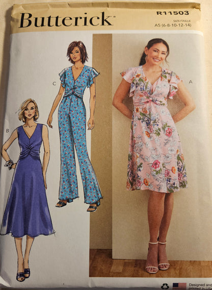 Butterick #R11503 misses dress jumpsuit sizes A5 6-14 uncut ff sewing pattern