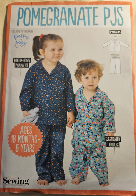 Simply Sewing Pomegranate PJs child size 18m-6y uncut ff sewing pattern