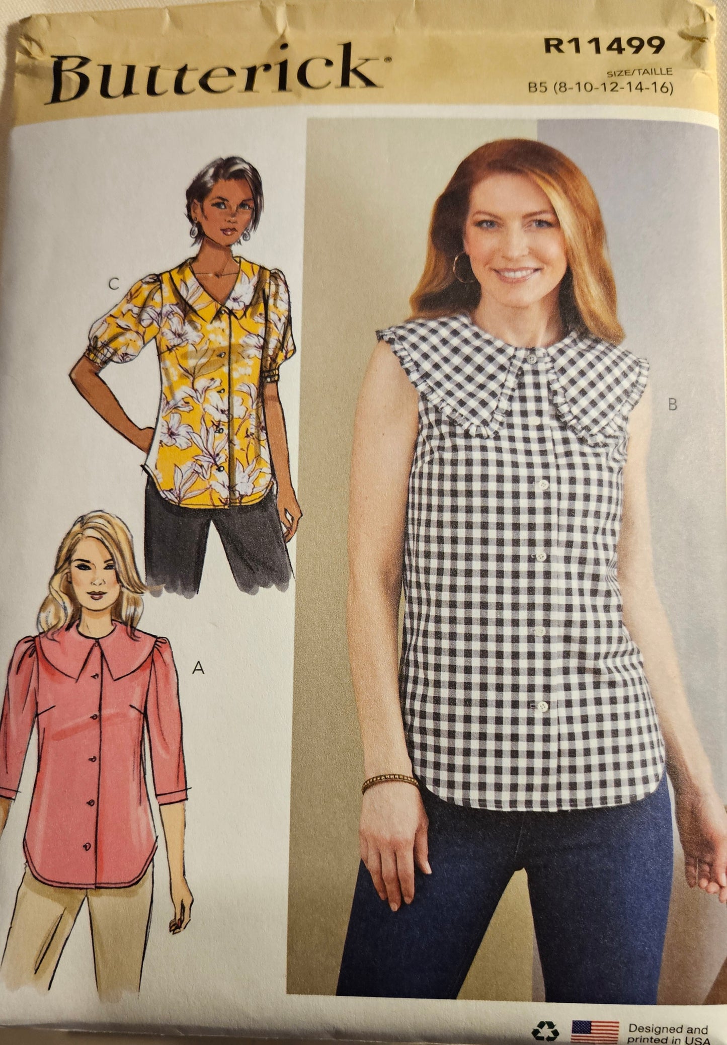 Butterick #R11499 misses top sizes B5 8-16 uncut ff sewing pattern