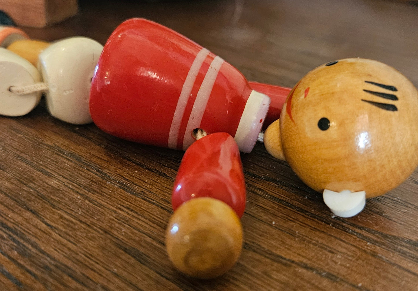 Vintage Old Wooden toy Football player USSR 1960-70s