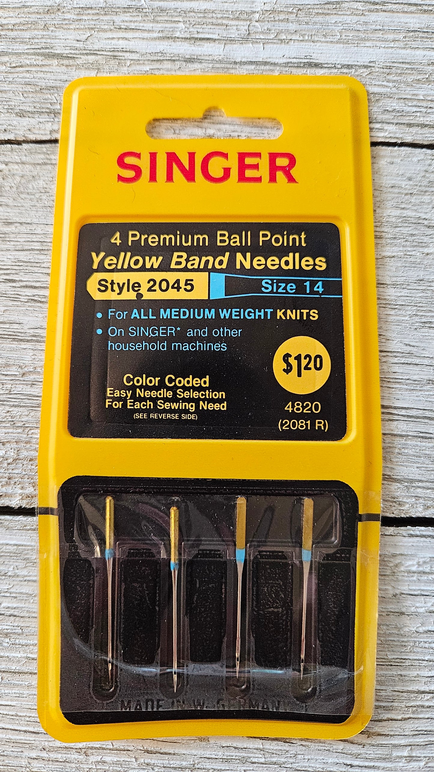 Singer Sewing Machine Needles yellow band Ball Point Size 14 Vtg W Germany