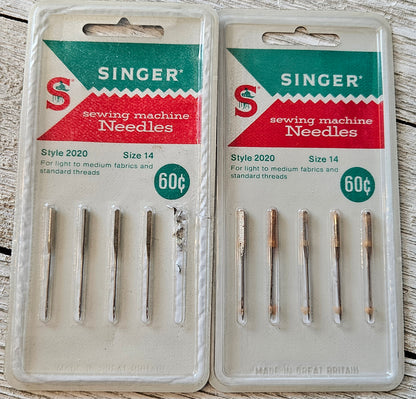 Singer Sewing Machine Needles Size 14 Lot of 2 - vtg some rust