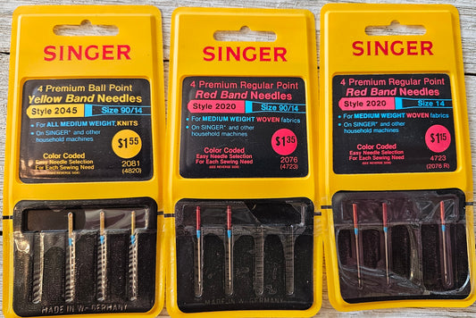 Lot Singer Sewing Machine Needles mixed packs Size 14 red yellow band