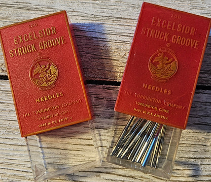 Two Excelsior Torrington Struck Groove Sewing Machine Needle Cases