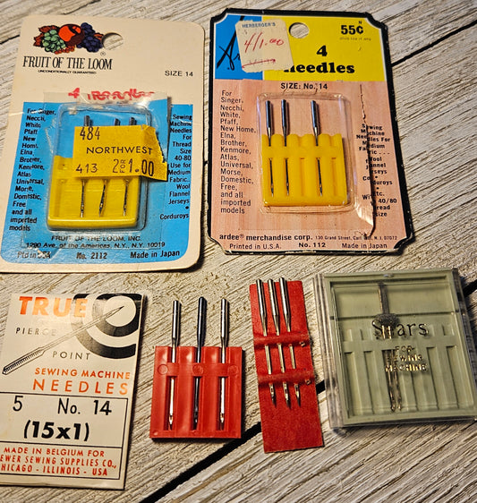 Mixed Lot of Size 14 Sewing Machine needles and 2 twin needles - various brands