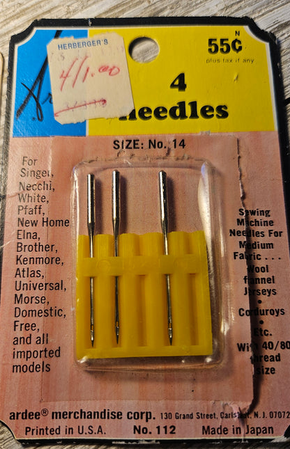 Mixed Lot of Size 14 Sewing Machine needles and 2 twin needles - various brands