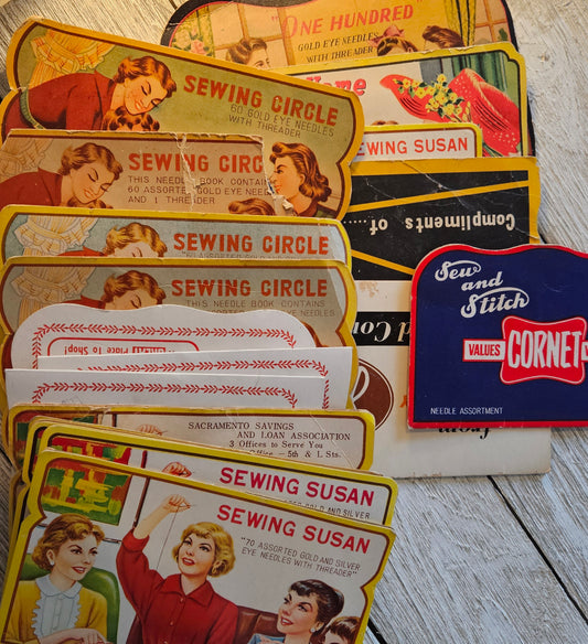 Vintage Advertising Needle Books Japan - Sewing Susan Circle Happy Home Travel Cornet Stores - (U pick)