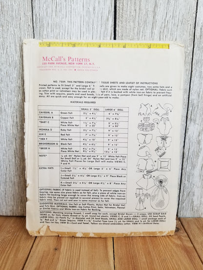 1960's McCall's 7589 Troll Doll Clothes for Every Occasion Trolls 3 inch & 6 inches Tall