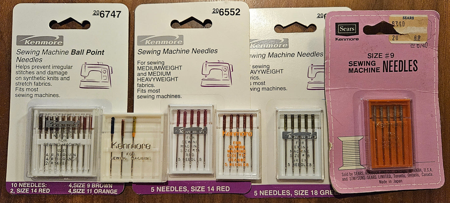 Kenmore Sewing Machine needles (U PICK brand size)