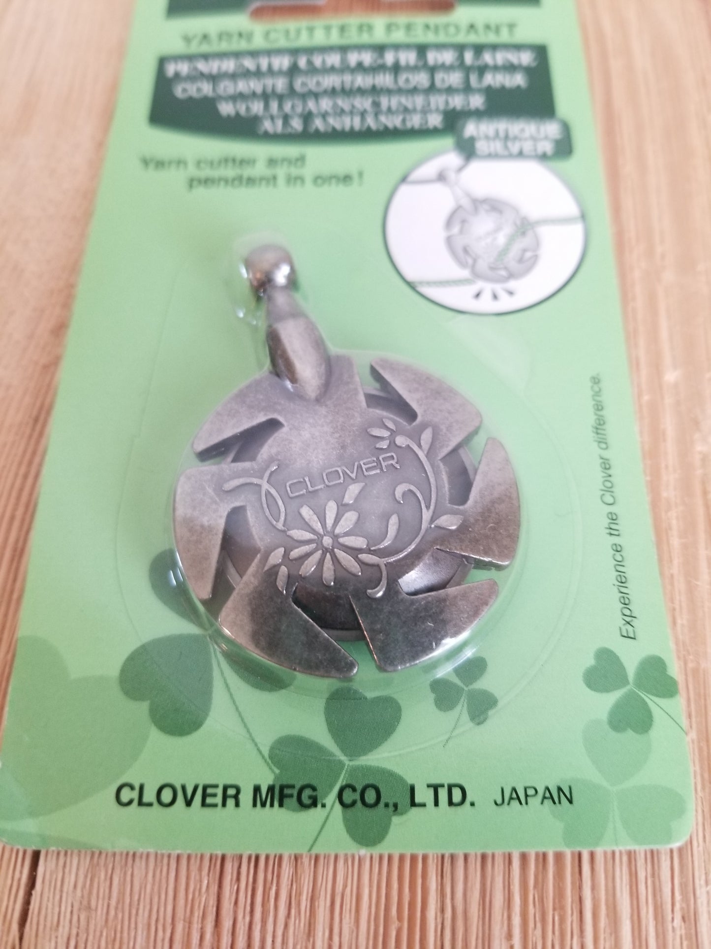 Clover Yarn Cutter Pendent Antique Silver New in Package