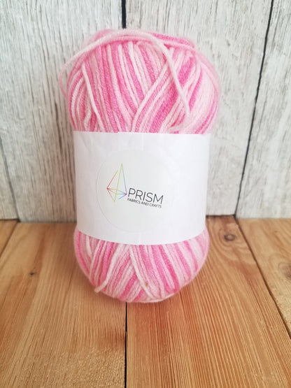 Prism Fabrics and Crafts Pink Variegated Acrylic Yarn 45g