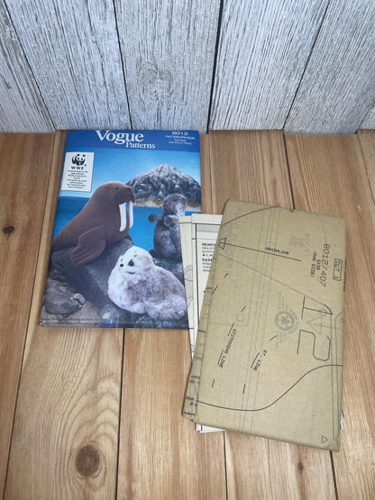 Vogue Craft 8012 WWF Sea Animals Walrus, Seal, Sea Otter Stuffed Animals Pattern UNCUT FF