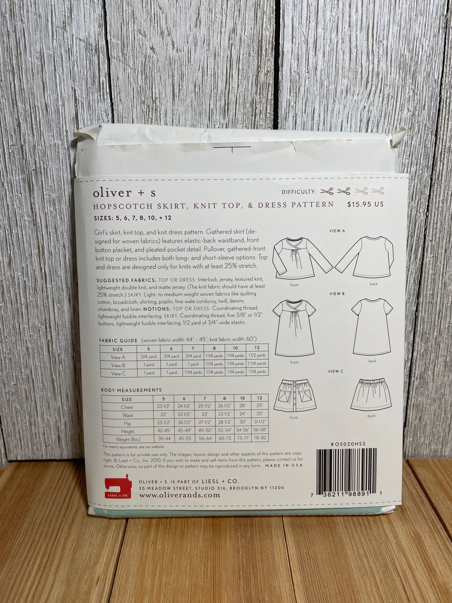 Oliver + S Girls Child Dress and Shorts Physical Pattern (U PIC Pattern) UNCUT FACTORY FOLDED Oliver and S