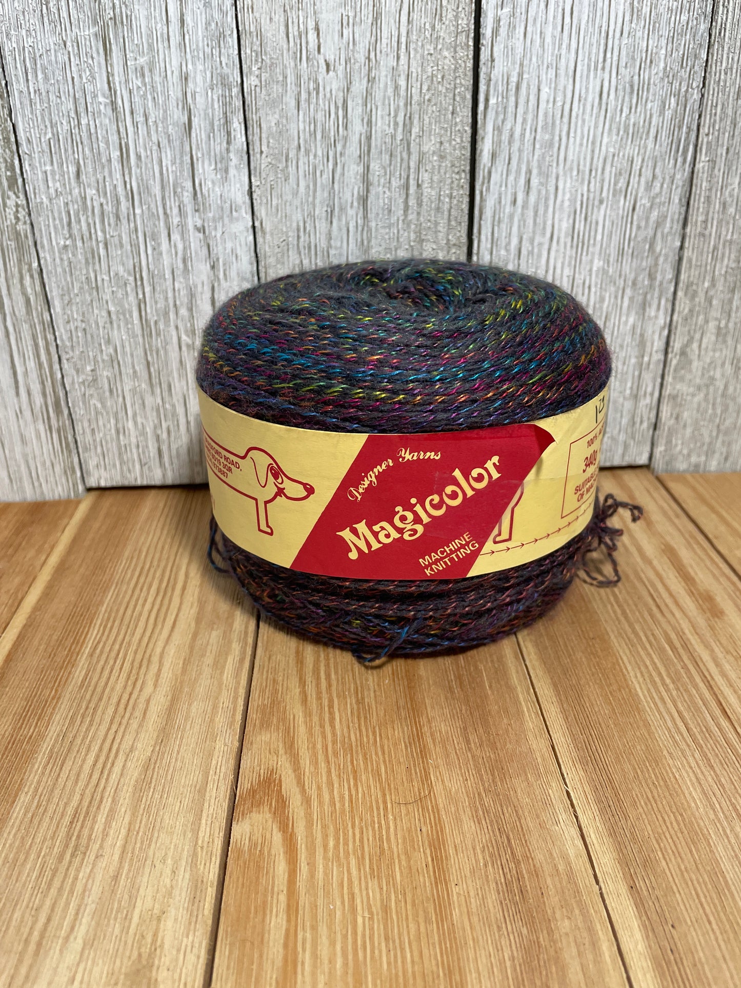 Designer Yarns Magicolor Machine Knitting Yarn Skein 80's Grey and Rainbow