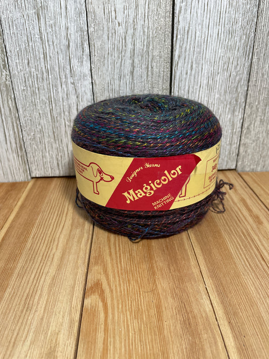 Designer Yarns Magicolor Machine Knitting Yarn Skein 80's Grey and Rainbow