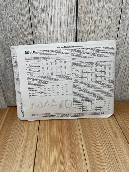 McCall's M7880 Mother Daughter Pajamas Pattern Bundle Uncut FF  Size Kids 3-8 Misses SML-XLG