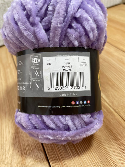 Lion Brand DIY GLOW Chenille Yarn Purple and Grey (U PIC COLOR)