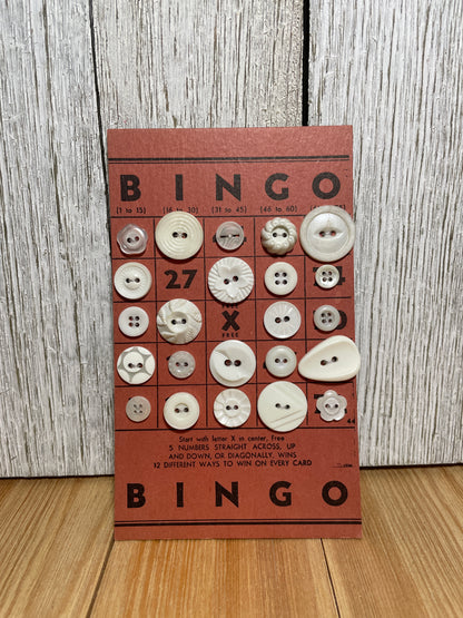 Vintage Button Lot on Bingo Card U PICK Antique Quirky Cute