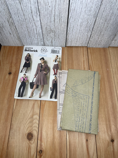 Butterick B5859 Easy Retro Style Cropped Jacket Blouse Skirt Flared High Waisted Pants Pattern Size 14-22 UNCUT FF
