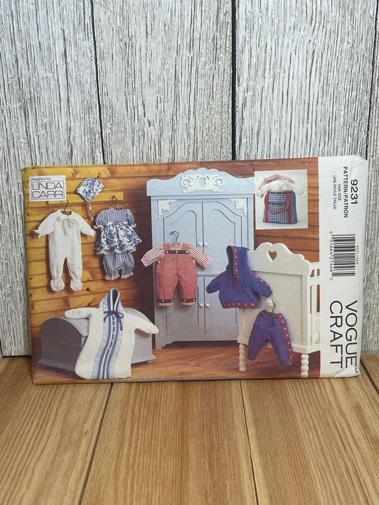 Vogue Craft 9231 Linda Carr 15"-16" Doll Clothes and Lined Carrying Bag Pattern UNCUT FF