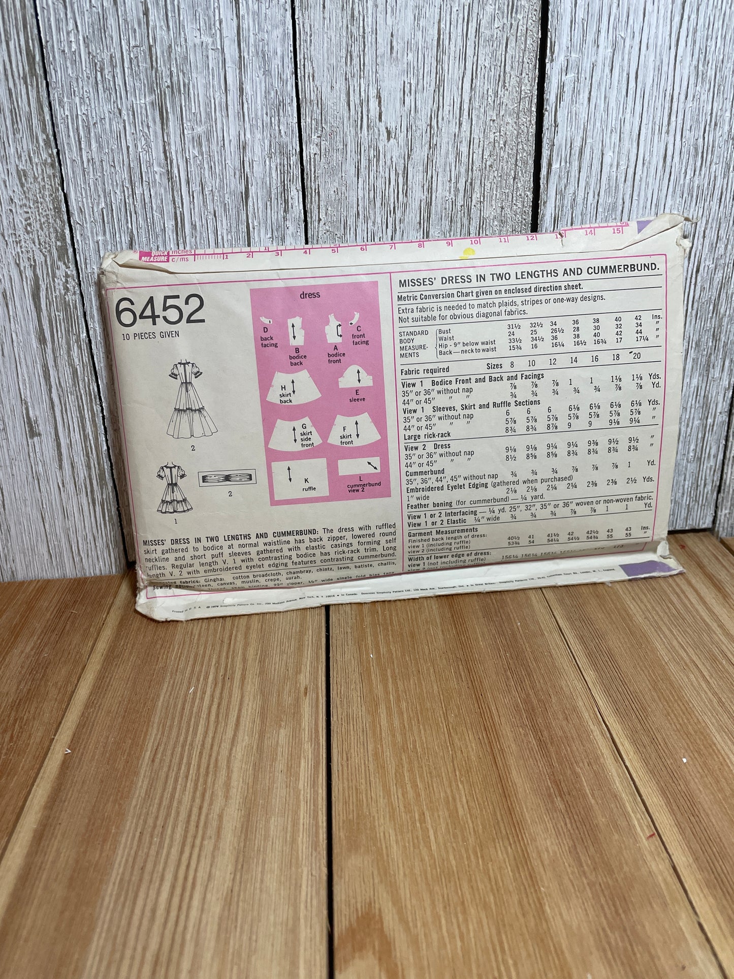 Simplicity 6452 Tiered Prairie Dress Pattern Size 10 Uncut FF